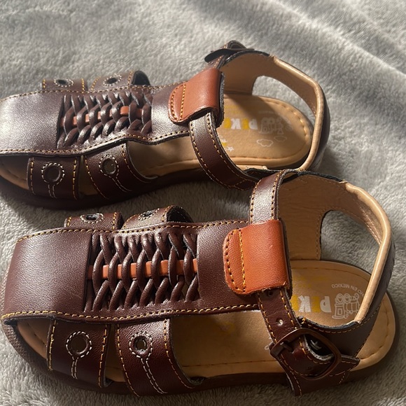 Toddler Sandal Huarache Boy Peke Kids 506 Brown Leather - Picture 7 of 7